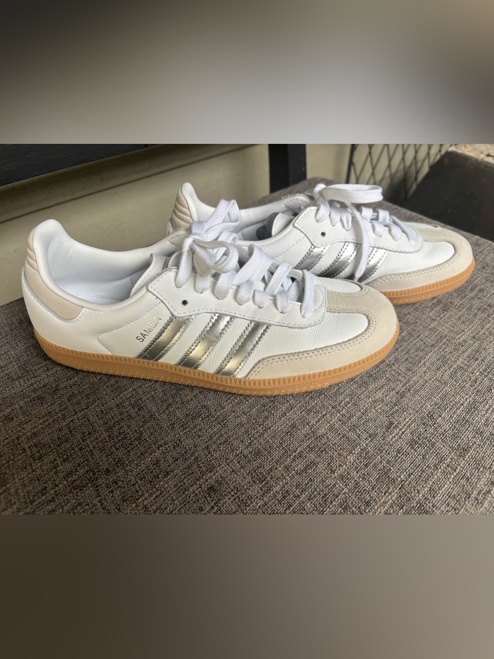 NWOT Adidas Samba Sneakers - White, Silver women’s 7.5